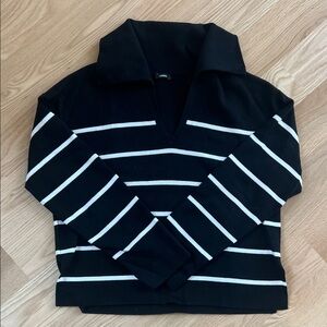 Express Black and White Striped Sweater